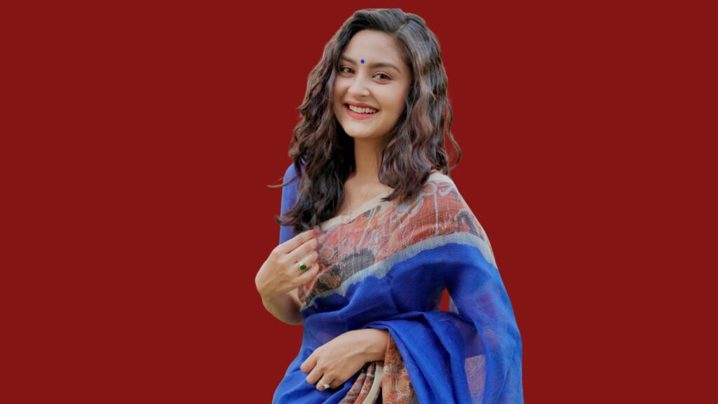 Naznin Niha in blue saree