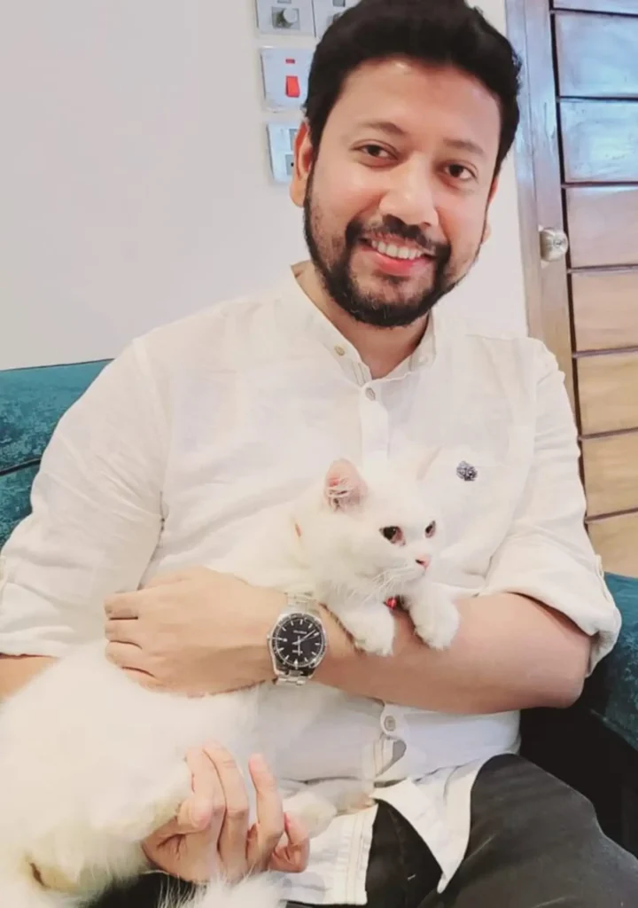 Sushanta Paul with pet cat